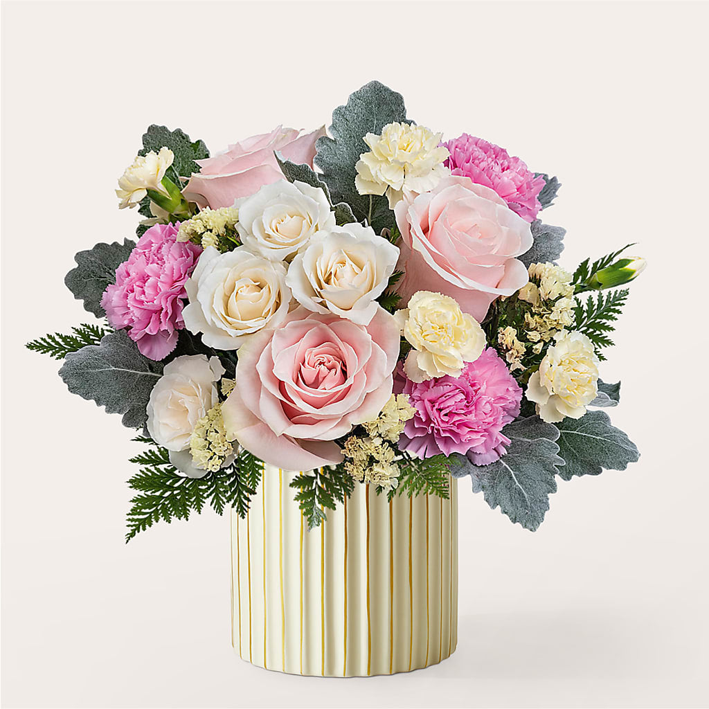 Blissful Moments Bouquet with Ivory Vase – Minish And Potts Llc, Crestwood KY
