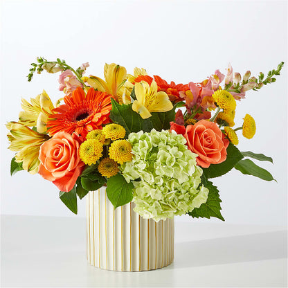 Autumn Sunshine Bouquet with Ivory Vase –  Minish And Potts Llc, Crestwood KY