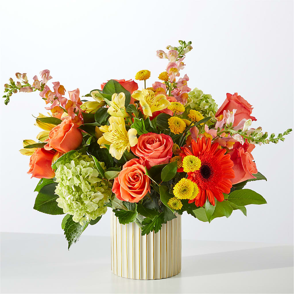 Autumn Sunshine Bouquet with Ivory Vase –  Minish And Potts Llc, Crestwood KY