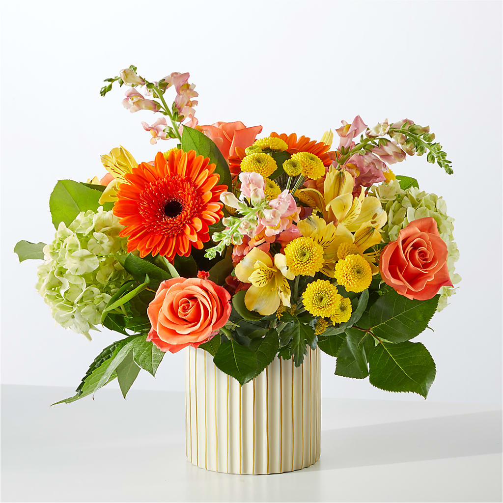Autumn Sunshine Bouquet with Ivory Vase –  Minish And Potts Llc, Crestwood KY