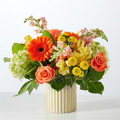 Autumn Sunshine Bouquet with Ivory Vase –  Minish And Potts Llc, Crestwood KY